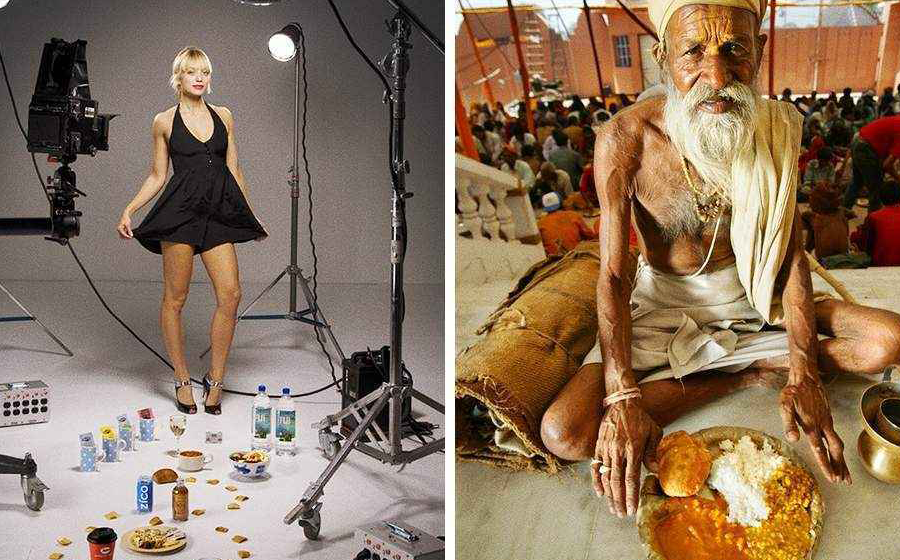 15 People From Around the World Next to the Amount of Food They Eat Every Day