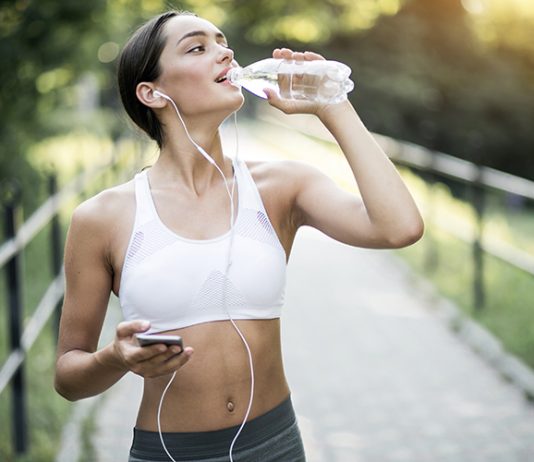 A young fit woman with flat stomach