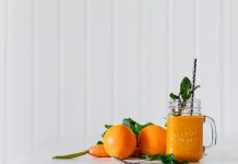A fresh orange and carrot juice
