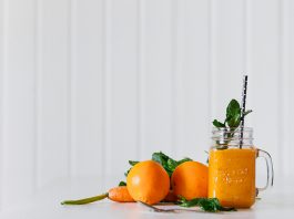 A fresh orange and carrot juice