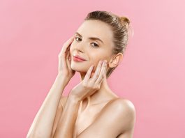 Happy woman with glowy skin