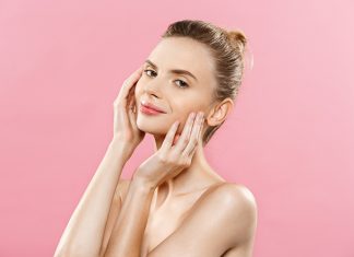 Happy woman with glowy skin