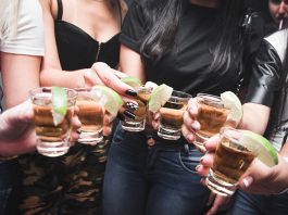 Young girls drinking alcohol